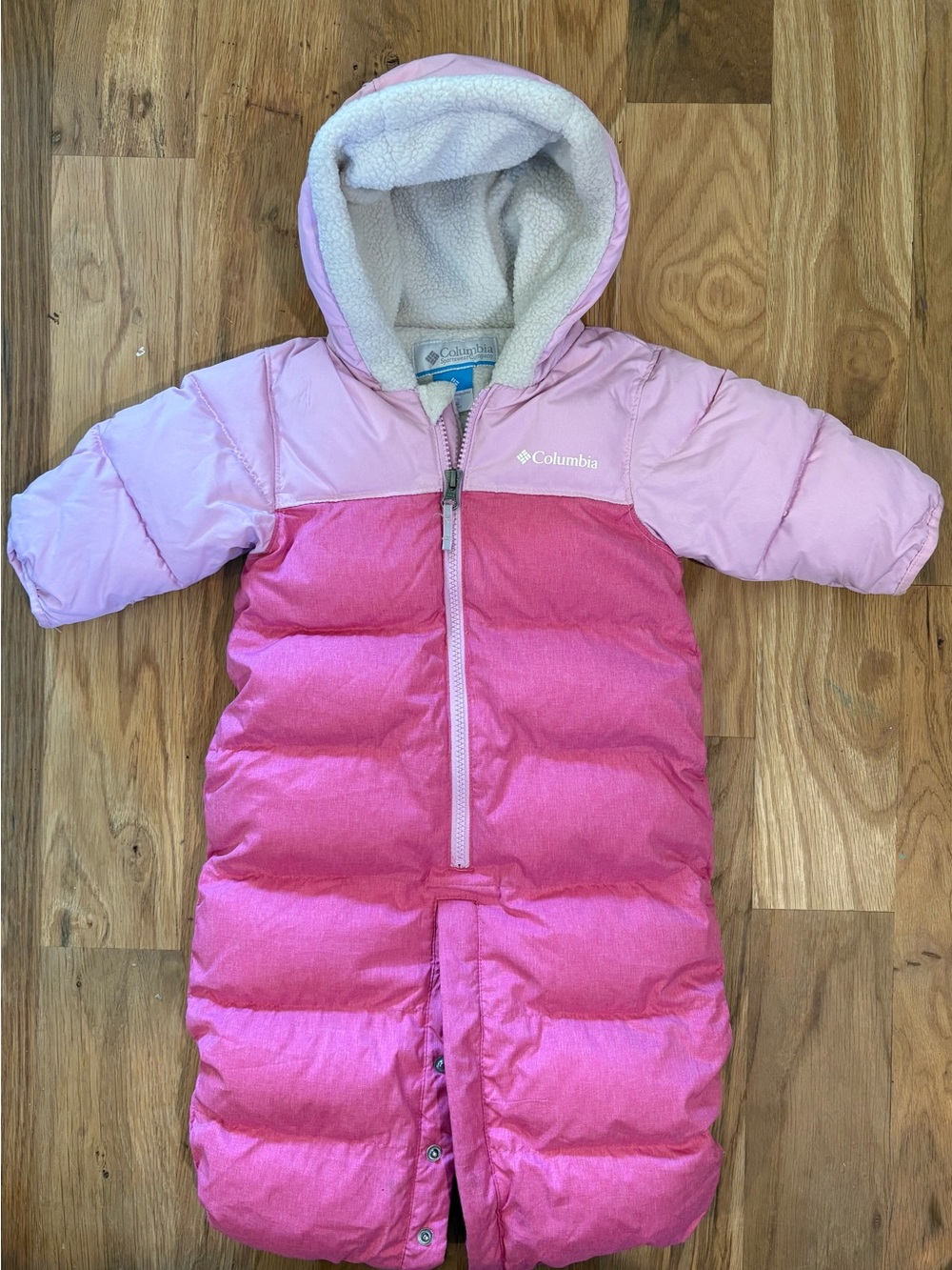 Columbia Pink Two-Tone Hooded Infant Snowsuit